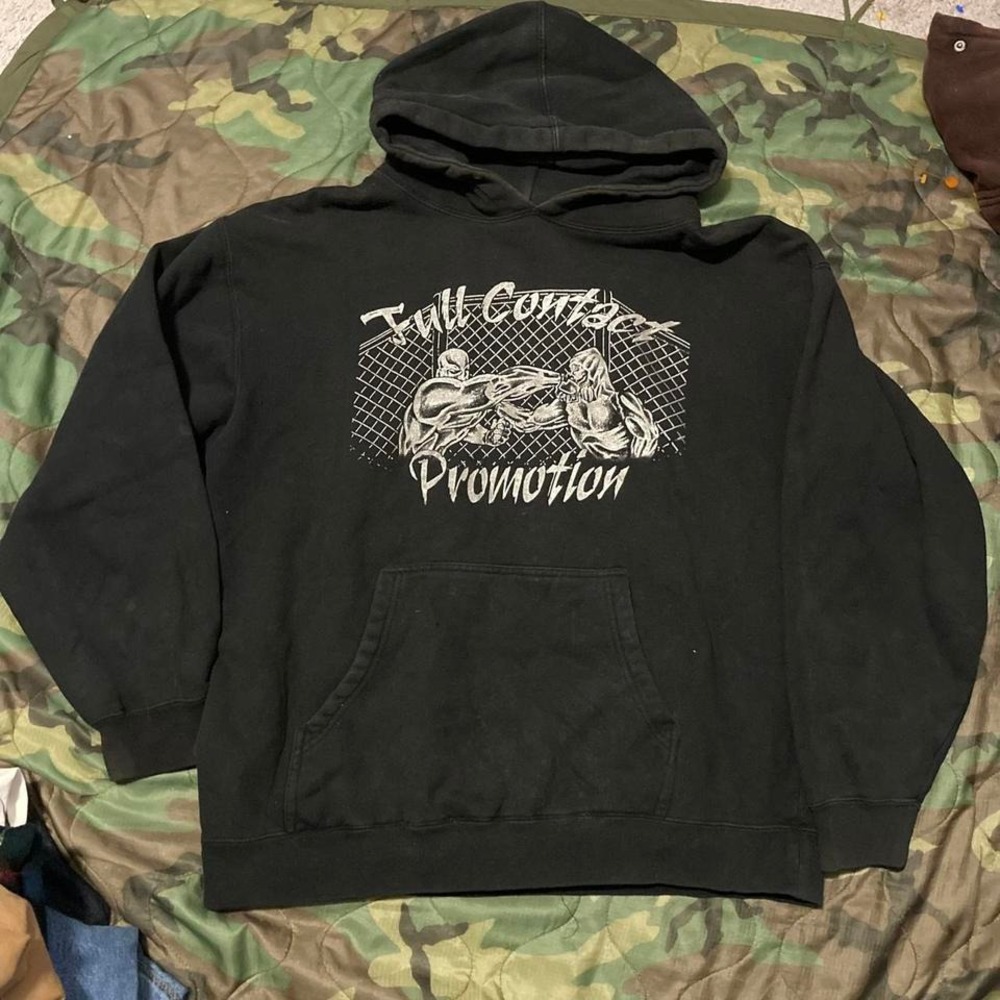 Full contact graphic fleece hoodie mma independent trading vtg y2k mens‎ L/24.5
